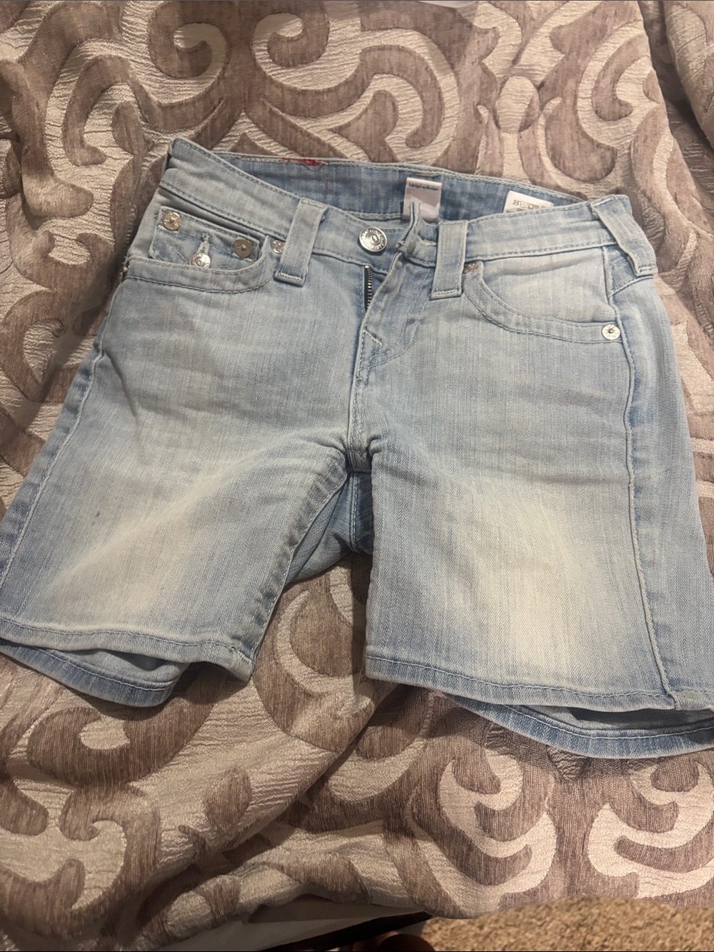 True Religion Light Blue Denim Bermuda Shorts